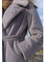 Шуба искусственная женская из меха под стриженного кролика светло-серого цвета